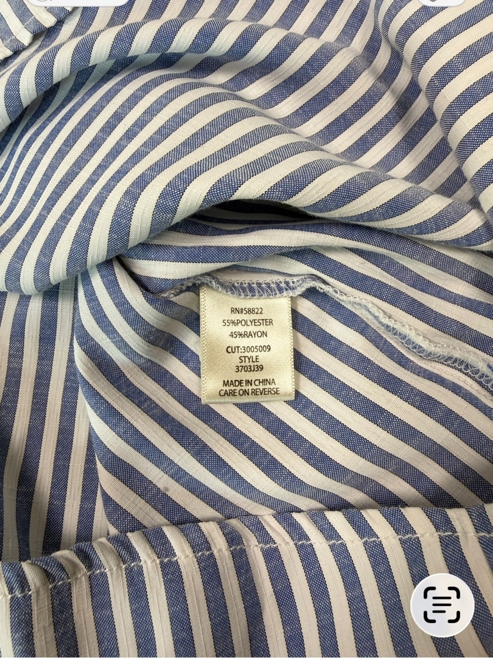 Max Studio Blue & White Striped Popover Blouse Collared Neck Short Cuffed Sleeve - Picture 6 of 11